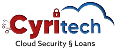 Logo de CYRITECH Cloud Security & Loans montrant un nuage stylisé et un bouclier, avec le nom CYRITECH en lettres majuscules, évoquant la sécurité cloud et l’innovation.